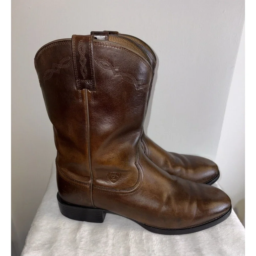 Ariat Men's 12 EE Heritage Roper Western Boots Round Toe, Distressed Brown